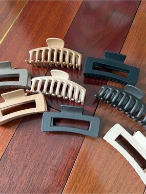 Pack of 8 Matte Neutral Hair Claw Clips - Set of Mixed Colors